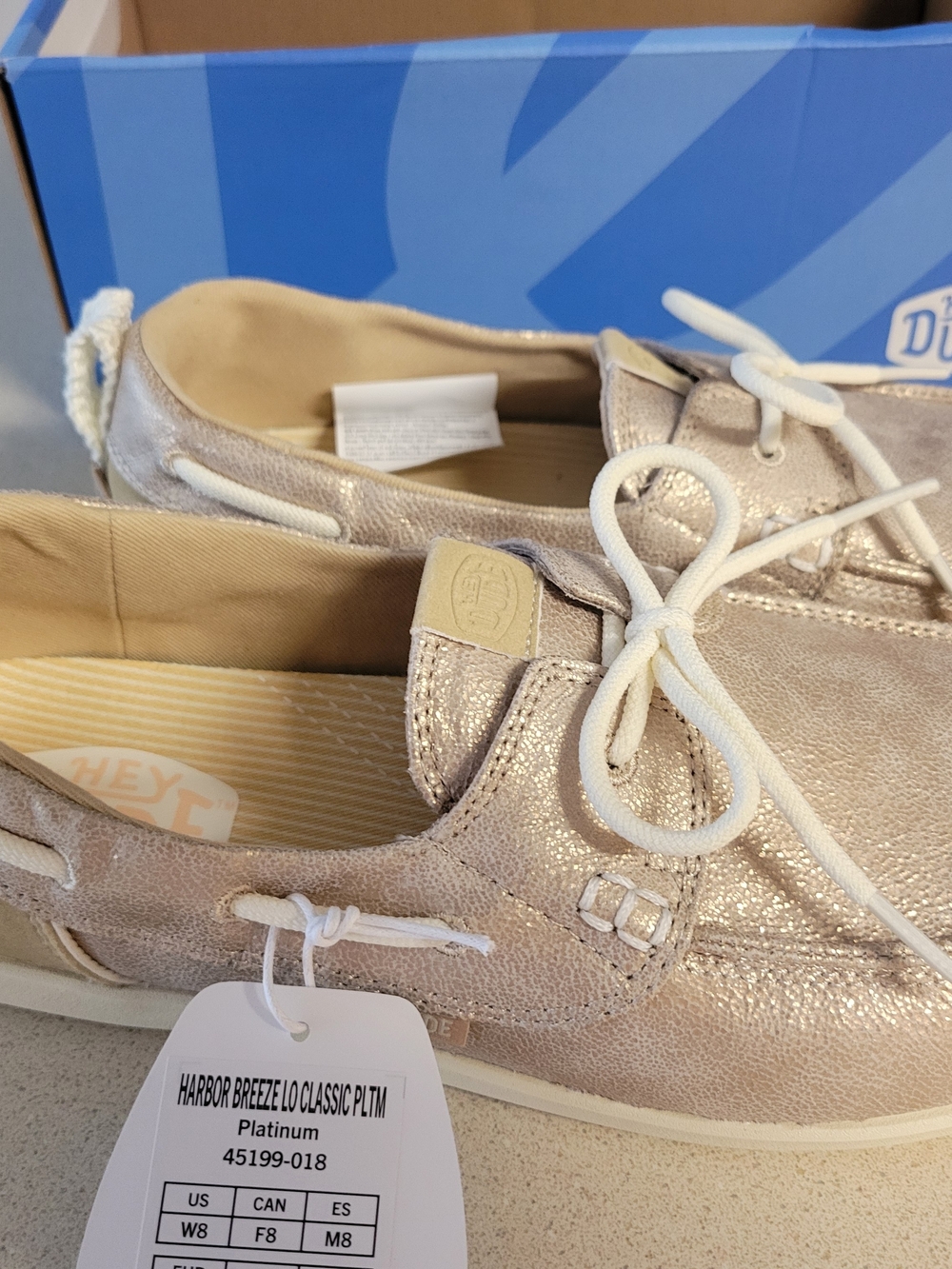 Hey Dude Women’s Harbor Breeze Lo Classic Boat Shoes — Platinum